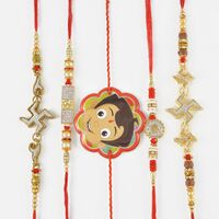 Stylish Looking Swastik and Om Rakhi Set