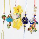 Astonishing Floral Shape Bahiya-Babhi Rakhi Set of Five 
