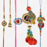 Awesome work Of Zardozi Work Set Of Rakhi