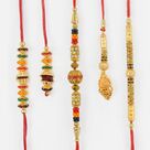 Golden Rakhi Combo With Bhaiya-Bhabhi Rakhis