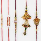 Pretty Golden And Brownish Looking Rakhi Set