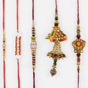 Pretty Golden And Brownish Looking Rakhi Set