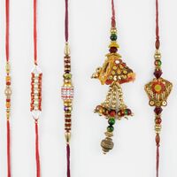 Pretty Golden And Brownish Looking Rakhi Set