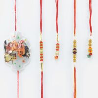2 Bhaiya Bhabhi Rakhi Set With 1 Ganesha Kid Rakhi 