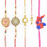 3 Zardosi Rakhi Set with Lumba and Spider Man Rakhi for Kid
