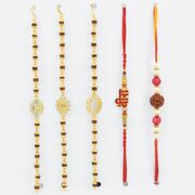 3 Magnificent Rakhi Bracelets with 1 Radraksh and 1 Veera Rakhi 