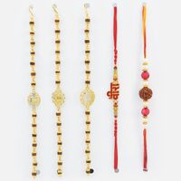 3 Magnificent Rakhi Bracelets with 1 Radraksh and 1 Veera Rakhi 