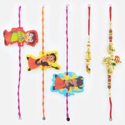 3 Chhota Bhem Characters Kid Rakhis with Golden Bhaiya and Bhabhi Rakhi
