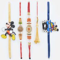 2 Mickey Mouse Character Kid Rakhis with 2 Brother and 1 Lumba Rakhis