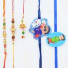 2 Brothers Rakhi with 1 Lumba and 2 Shinchain and Bheem Kid Rakhis