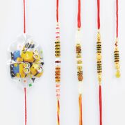 3 Brother Rakhis with 1 Lumba and 1 Minions Kid Rakhis