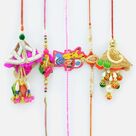 2 Heavy Work Bhaiya Bhabhi Rakhi Pair with One Pokemon Kid Rakhi