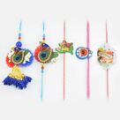 Peacock Pattern Bhaiya Bhabhi Rakhis with New Cartoon Three Rakhis for Kids