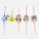 Blueish and Yellow Shaded Bhaiya Bhabhi Rakhis Set with Three Cartoon Character Rakhis for Kids