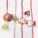 Flower Pattern Unique Stylish Bhaiya Bhabhi Rakhis with Different Cartoon Kids Rakhi