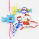 Rakhi Set for Kids Minions Guitar Doremon Two Dolls All Cartoon Rakhi of 5 for Kids