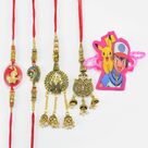 Stylish Designer Rakhi for Brother with Two Lumba Amazing Pattern Rakhis and Pikachu Kid Rakhi