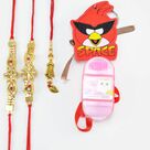 Set of 5 Rakhis of Two Toy Kid Rakhis and Two Bracelet Type Jewel Brother Rakhi with Lumba Rakhi