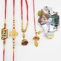 Golden Design and Chhota Bhai Brother Rakhis with Two Bhabhi Rakhi and Motu Patlu Kid Rakhi