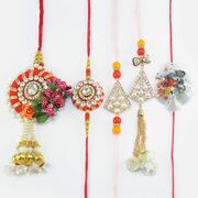 Triangle and Round Shape Bhaiya Bhabhi New Pattern Rakhis with Motu Patlu Kid Rakhi