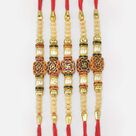 Swastika and Om Divine Special Pear Thread Stunning 5 Brother Rakhis