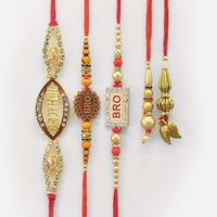 Brother and Bro Written 3 Beautiful Brother and Amazing 2 Bhabhi Rakhis Set of 5