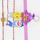 Ligtining Toy and Angry Bird Cartoon 3 Kids Rakhis with Bhaiya Bhabhi Rakhis Set