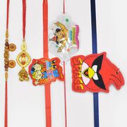 Auspicious Bhaiya Bhabhi Rakhis with Angry Bird Bob The Builder and Chhota Bheem Kids Rakhi