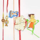 Chota Bheem and Teddy Bear Kid 3 Kids Rakhi with Pair of Bhaiya Bhabhi Rakhis