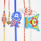 3 Cartoon Character Rakhis for Kids with Modern Design Bhaiya Bhabhi Rakhis