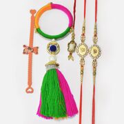 Sacred 2 Sikh Rakhis with Different Lumba and Chhota Bheem Bracelet Kid Rakhi