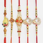 Lord Ganesha Special Stylish Amazing Elegant Rakhis Set of 5