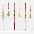 Elegant Combo of 3 Bhaiya Tread Rakhi and 3 Bhabhi Lumba Rakhi.