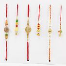 Extraordinary Mauli Beads 3 Pair of Bhaiya Bhabhi Rakhi Set of 6