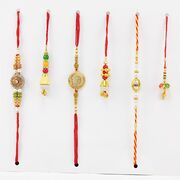 Extraordinary Mauli Beads 3 Pair of Bhaiya Bhabhi Rakhi Set of 6