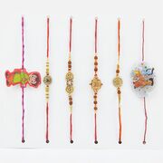 Astonishing Set of 6 Rakhis Including 4 Brother and 2 Kid Rakhis.