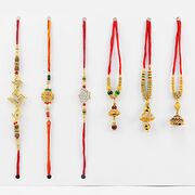 Auspicious 3 Brother Rakhi with 3 Bhabhi Lumba Rakhi.