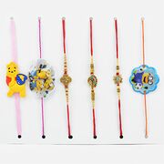 3 Disgner Brother Rakhi with 3 Minions and Poo Rakhi for Kids.