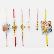 Sacred Rakhi set of 6 Including 2 Brother, Kids and Lumba Rakhis.
