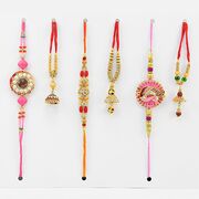 Stylish Looking Designer Rakhis for 3 Bhaiya and 3 Bhabhi Rakhis set of 6 Rakhis.