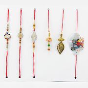Splendid Set of 6 Rakhis for 3 Brother 2 Bhabhi and a Kid.