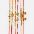 Om Swastika Rudraksha Elephant and Sandalwood 6 Astoinish Brother Rakhis Set of 6