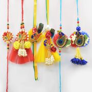 Rich Looking Multi Color Set of Modern Desgin Hand Crafted Rakhis Set Bhaiya Bhabhi