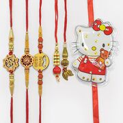 Auspicious Om and Best Bhai 3 Brother Rakhis with 2 Amazing Beautiful Lumba Rakhis and 1 Doll Kid Rakhi