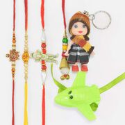 Tortoise Om and Shri Ganesha Brother Rakhis with Lumba and Kids Rakhi for Both Boy and Girl