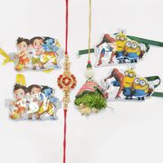 Jewel Studded Brother Rakhis and Zardosi Lumba Rakhi with Minions and God Kids Rakhis