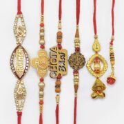 Unique and Amazing 4 Brother Rakhis Set with 2 Amazing Beautiful Lumba Rakhis Set of 6