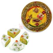 Ganesha Paper Meshi Pooja Thali with Kaju Diamond Cake