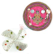 Pink Zari Pooja Thali with Kaju Gujia