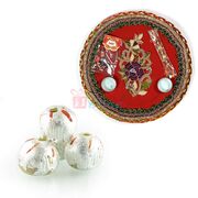 Rose Flower Diamond Pooja Thali with Kaju Laddu